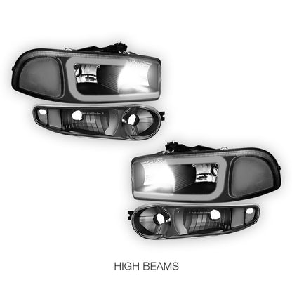 GMC Yukon XL 1500 (2001 - 2006) LED DRL Headlights LH + RH