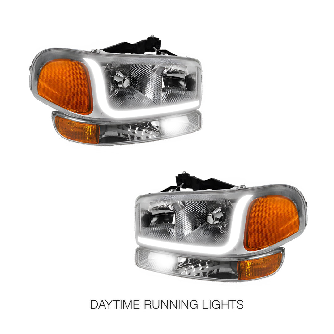 GMC Yukon XL 2500 SLE / SLT (2000 - 2006) LED DRL Headlights LH + RH