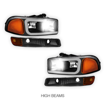 GMC Yukon XL 2500 SLE / SLT (2000 - 2006) Pair LED DRL Headlights LH + RH