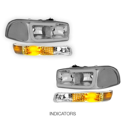 GMC Yukon XL 2500 SLE / SLT (2000 - 2006) Pair LED DRL Headlights LH + RH