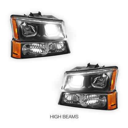 Chevrolet Silverado 2500 HD LS / LT (2003 - 2006) Dual LED DRL Headlights LH + RH