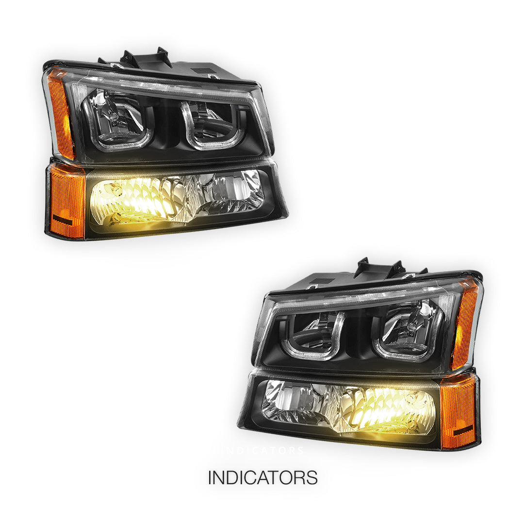Chevrolet Avalanche 2500 LS / LT (2003 - 2006) Dual LED DRL Headlights LH + RH