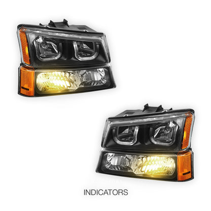 Chevrolet Silverado 2500 LS / LT (2003 - 2006) Dual LED DRL Headlights LH + RH