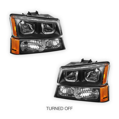 Chevrolet Silverado 1500 LS / LT / SS (2003 - 2006) Dual LED DRL Headlights LH + RH